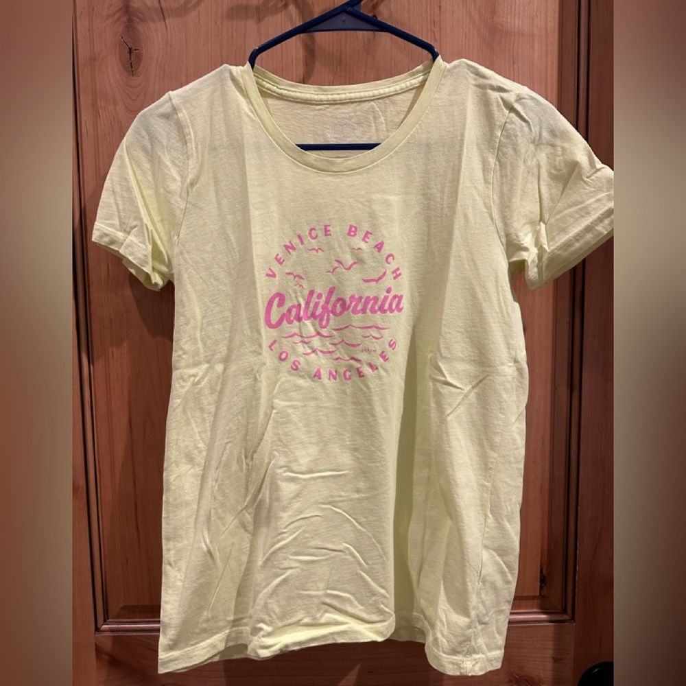 J. Crew Collector Tee Venice Beach Lis Angeles California Yellow Top